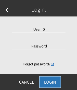 Screen shot of pop up window with the text "Login: User ID password  Forgot password?"